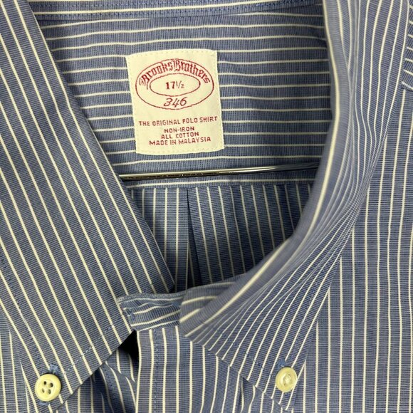 Vintage Brooks Brothers‎ Shirt Men 17.5 Striped Button Down Short Sleeve Large L - Picture 2 of 6
